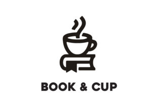 Coffee Cup and Book Cafe Library Logo Design