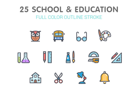 Enhancing Digital Learning with School Education Color Icons