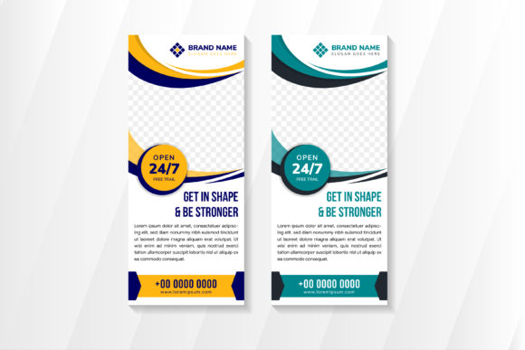 Fitness Curve Vertical Banner Design