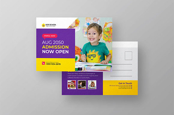 Kids School Education Admission Postcard: A Strategic Design Resource