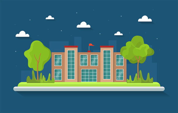 School Education Building Night Outdoor